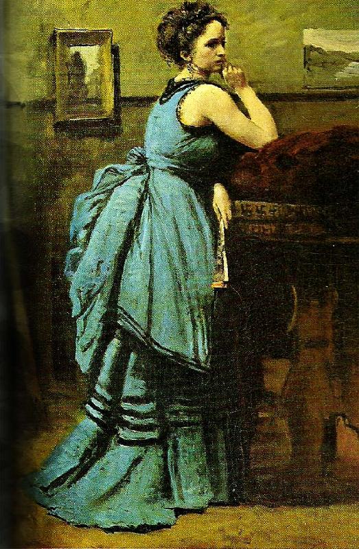 Jean Baptiste Camille  Corot woman in blue Sweden oil painting art